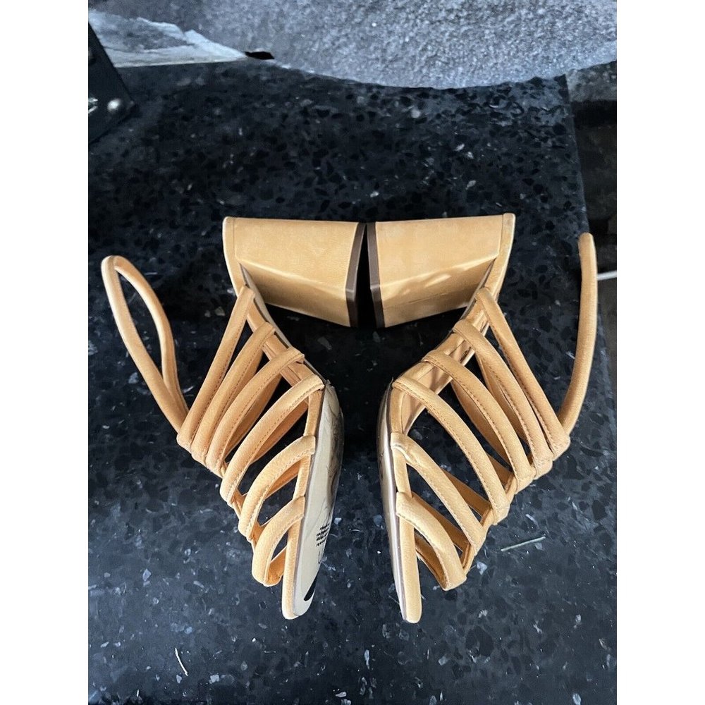 Free People Womens Colette Cinched Sandals Heel Orange Leather 37 / 7 US - Picture 9 of 16